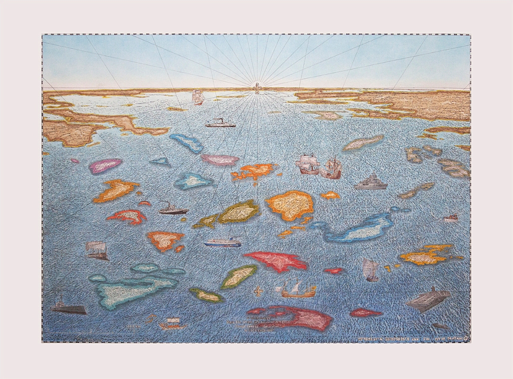 Κυκλάδες, 2018, Σκόνες ζωγραφικής,120x87,5 εκ.