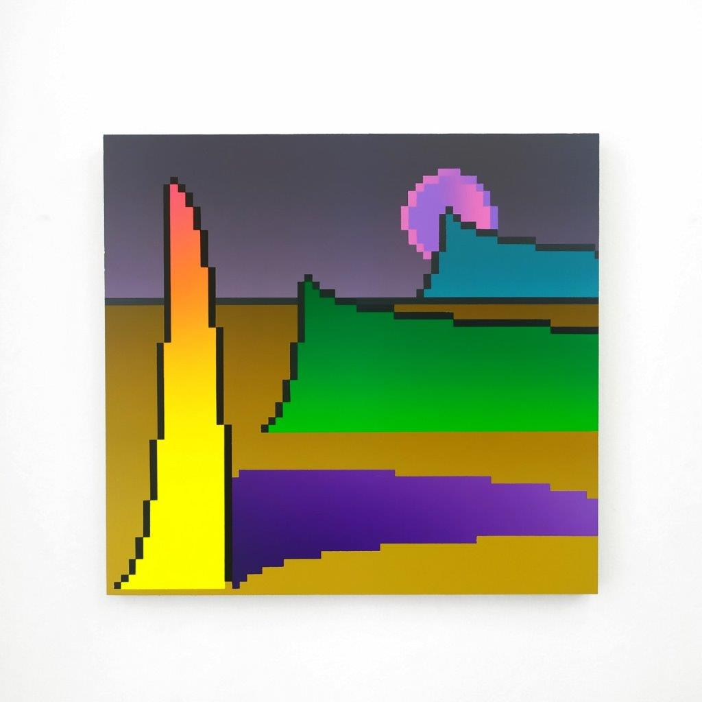 Παύλος Τσάκωνας , Nocturnal Mathematic Landscape, 2022, Ακρυλικά σε κόντρα πλακέ, 37x40 εκ